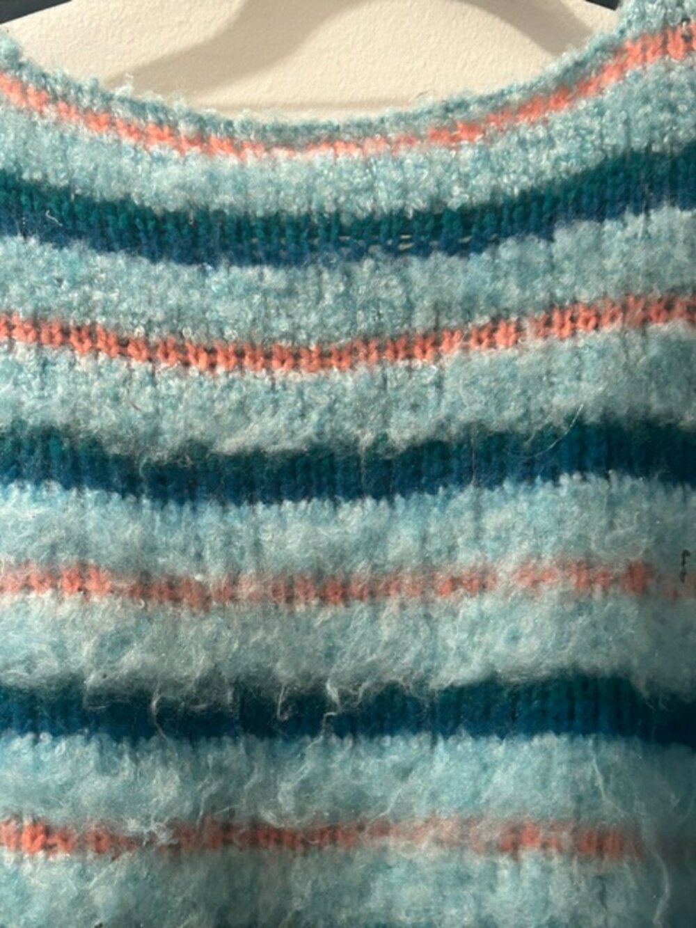 Free People Lily Pullover Fuzzy Soft Pull On Sweater in the Mosaic Sky Combo NWT - Picture 15 of 16
